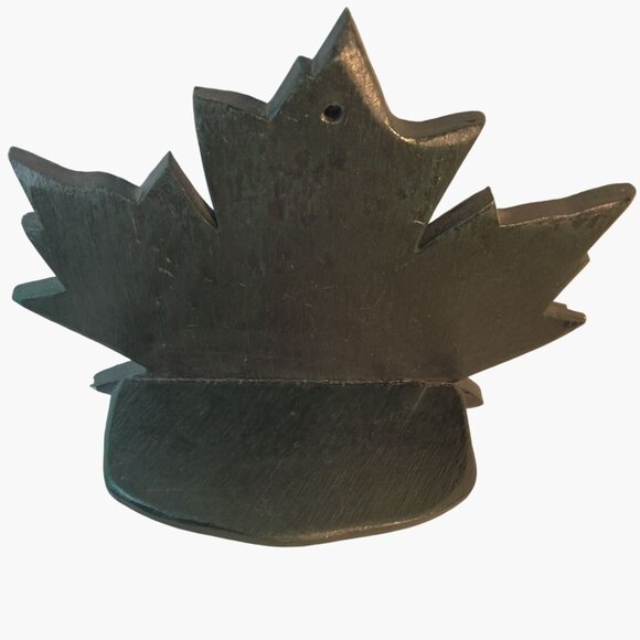 Handcrafted Maple Leaf Shaped Wooden Wall Shelf Black Finish - Picture 3 of 6